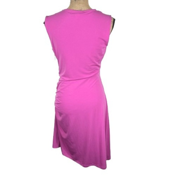 Michael Kors Hot Pink Sleeveless Zipper Accent‎ Ruched Sheath Dress Size 8 - Picture 5 of 7